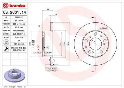 Brake Disc BREMBO 08.9601.14