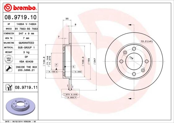 BREMBO 08.9719.10 Brake Disc