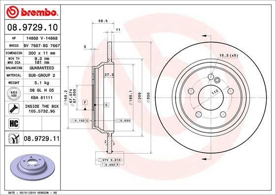 BREMBO 08.9729.11 Brake Disc
