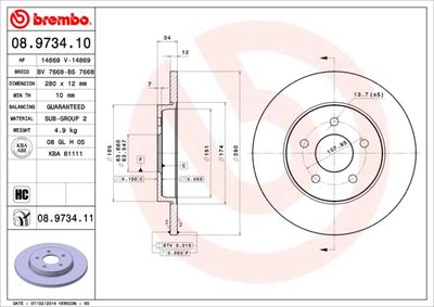 Brake Disc BREMBO 08.9734.11