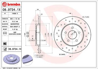 Brake Disc BREMBO 08.9734.1X
