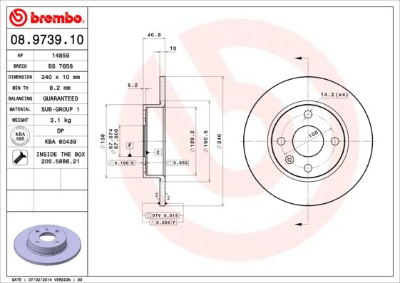 BREMBO 08.9739.10 Brake Disc