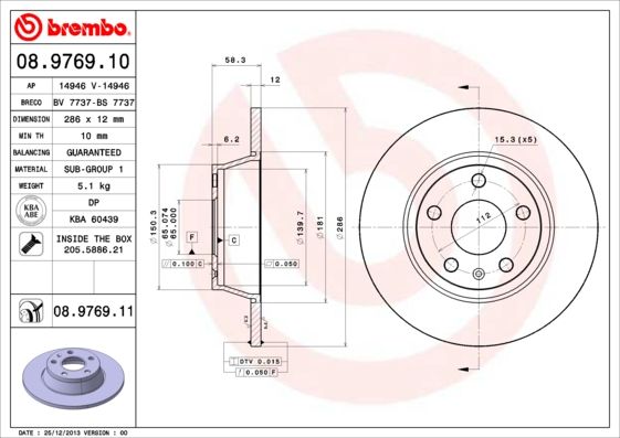 BREMBO 08.9769.10 Brake Disc