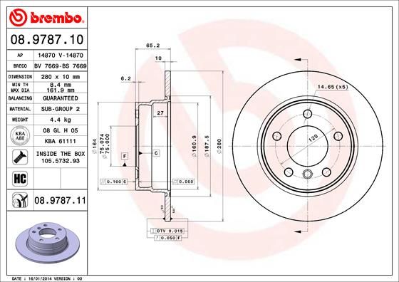 BREMBO 08.9787.11 Brake Disc