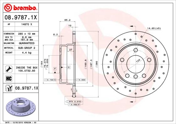 BREMBO 08.9787.1X Brake Disc