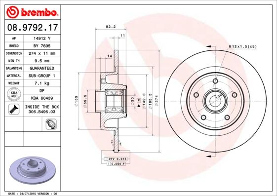 BREMBO 08.9792.17 Brake Disc