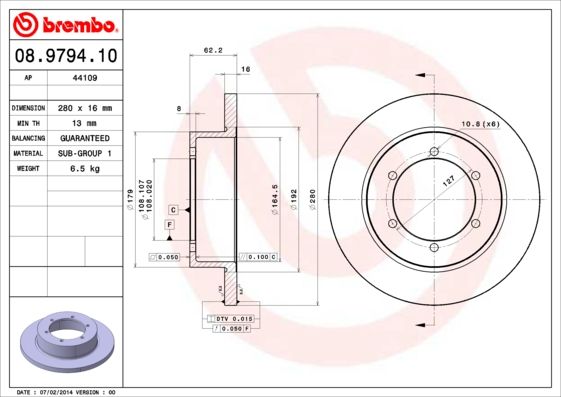 BREMBO 08.9794.10 Brake Disc