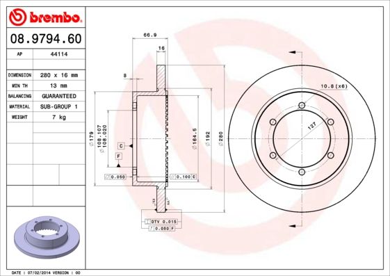 BREMBO 08.9794.60 Brake Disc