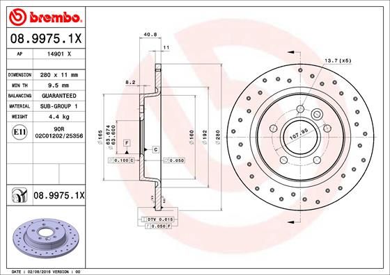 BREMBO 08.9975.1X Brake Disc