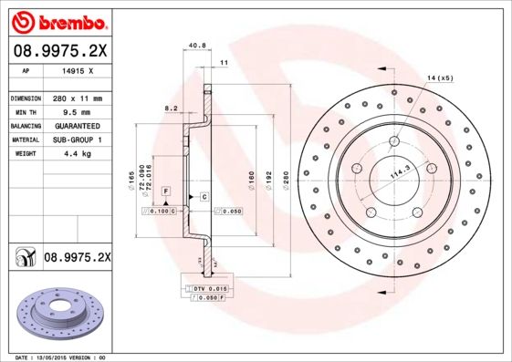 BREMBO 08.9975.2X Brake Disc