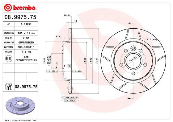BREMBO 08.9975.75 Brake Disc