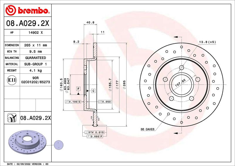 BREMBO 08.A029.2X Brake Disc