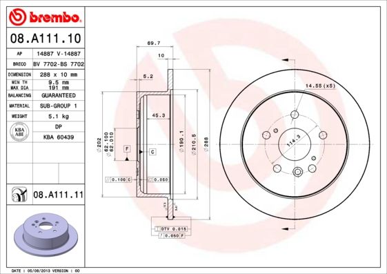 BREMBO 08.A111.10 Brake Disc