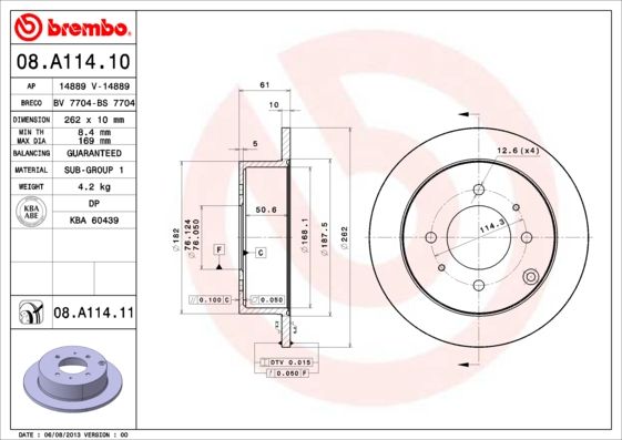 BREMBO 08.A114.11 Brake Disc