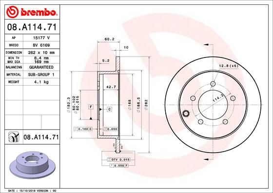 BREMBO 08.A114.71 Brake Disc