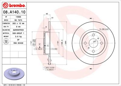 Brake Disc BREMBO 08.A140.10