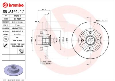 Brake Disc BREMBO 08.A141.17