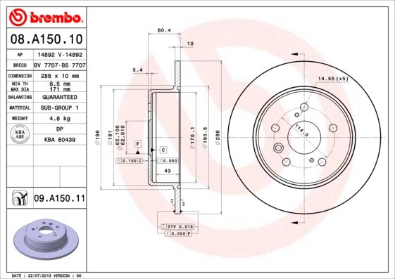 BREMBO 08.A150.11 Brake Disc