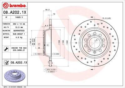 Brake Disc BREMBO 08.A202.1X