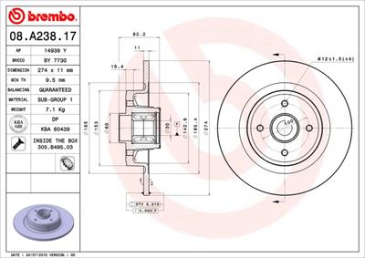Brake Disc BREMBO 08.A238.17