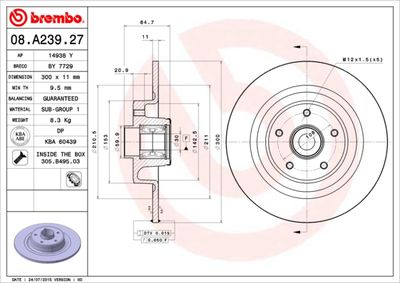 Brake Disc BREMBO 08.A239.27