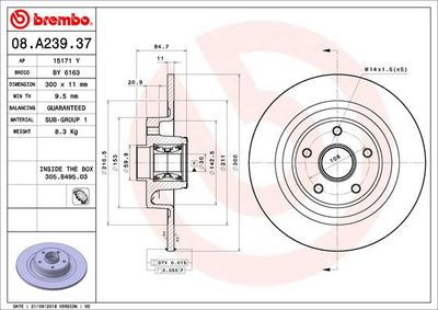 Brake Disc BREMBO 08.A239.37
