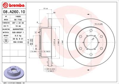 Brake Disc BREMBO 08.A260.10