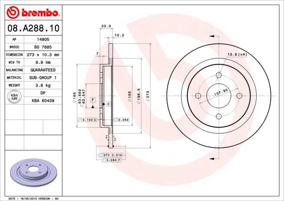 BREMBO 08.A288.10 Brake Disc