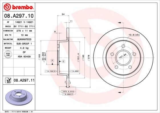 BREMBO 08.A297.11 Brake Disc