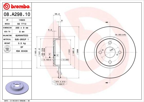 BREMBO 08.A298.10 Brake Disc