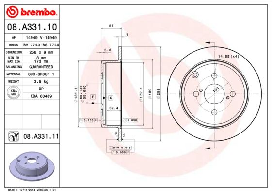 BREMBO 08.A331.10 Brake Disc