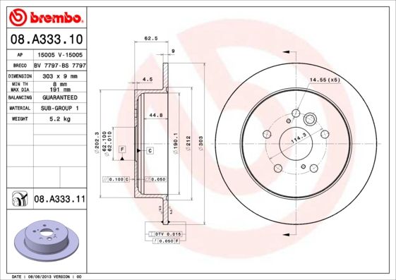 BREMBO 08.A333.11 Brake Disc
