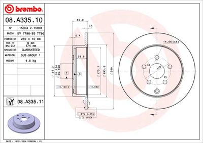 Brake Disc BREMBO 08.A335.10
