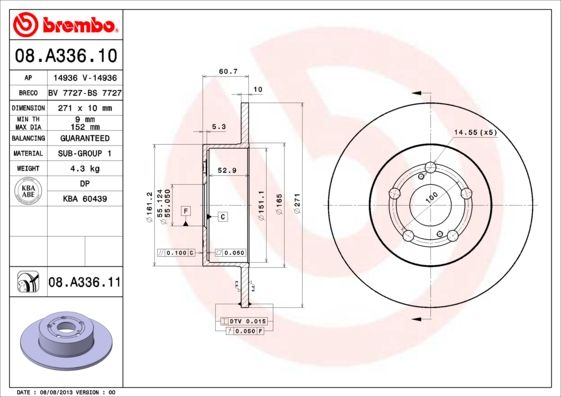 BREMBO 08.A336.10 Brake Disc
