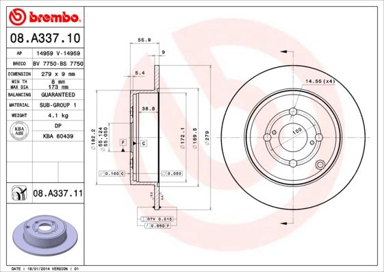 BREMBO 08.A337.10 Brake Disc