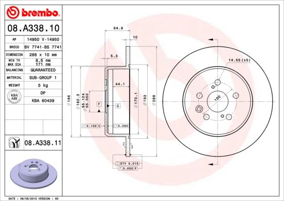 BREMBO 08.A338.10 Brake Disc