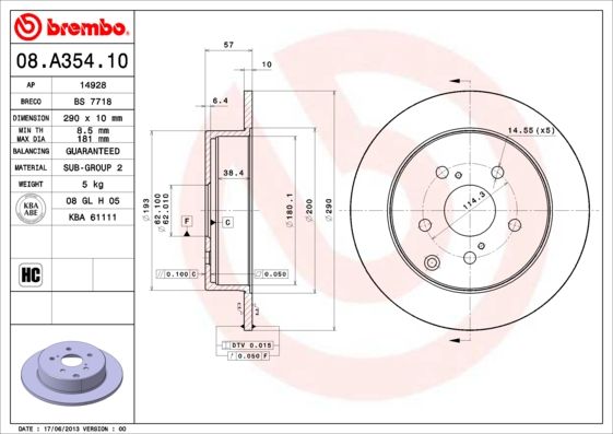 BREMBO 08.A354.10 Brake Disc