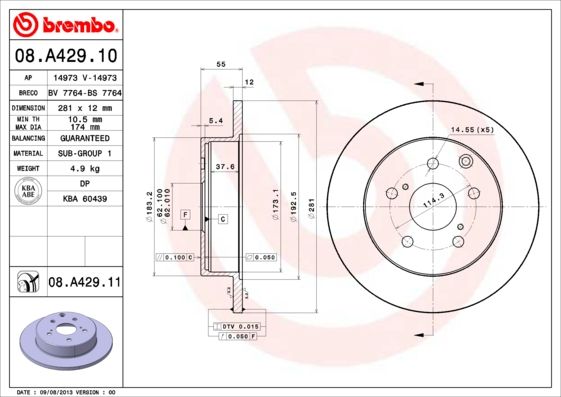BREMBO 08.A429.11 Brake Disc