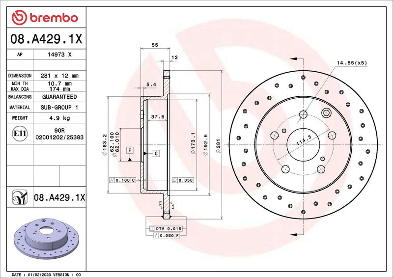 BREMBO 08.A429.1X Brake Disc
