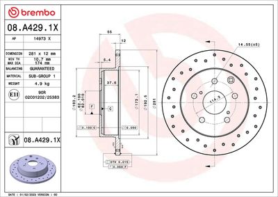 Brake Disc BREMBO 08.A429.1X
