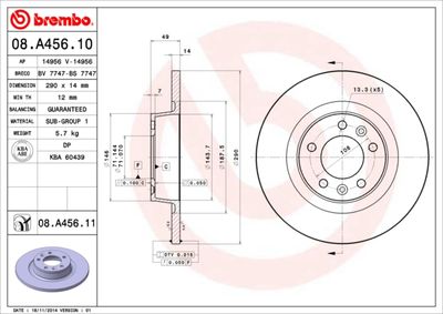 Brake Disc BREMBO 08.A456.10