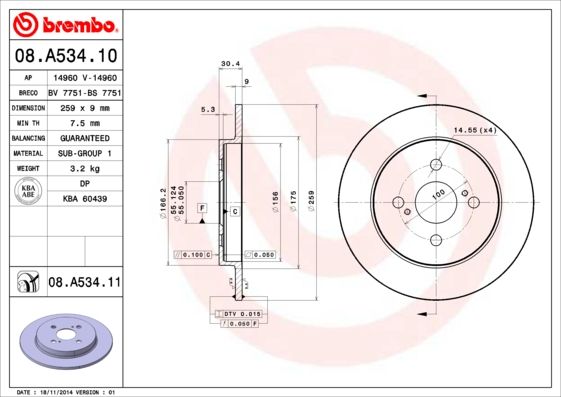 BREMBO 08.A534.11 Brake Disc