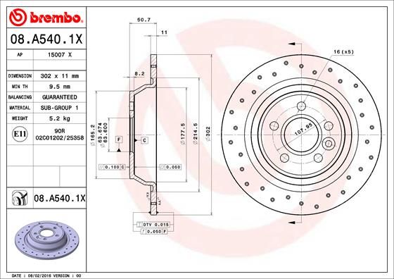 BREMBO 08.A540.1X Brake Disc