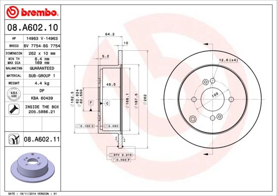 BREMBO 08.A602.11 Brake Disc