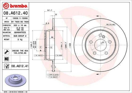 BREMBO 08.A612.41 Brake Disc