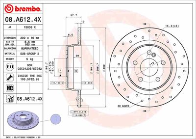 Brake Disc BREMBO 08.A612.4X