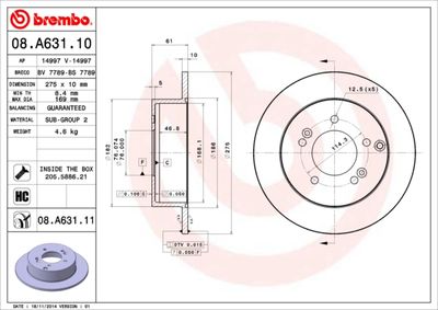 Brake Disc BREMBO 08.A631.10