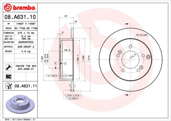BREMBO 08.A631.11 Brake Disc