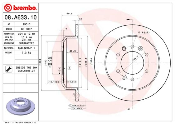 BREMBO 08.A633.10 Brake Disc
