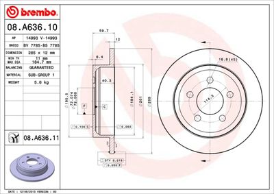 Brake Disc BREMBO 08.A636.10